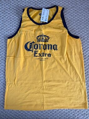 NWT Corona Extra Yellow Tank with Navy Logo and Trim